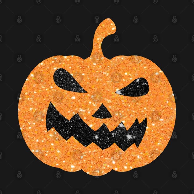 Pastel Orange Faux Glitter Halloween Pumpkin Face by Felicity-K