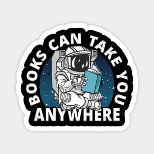 Books Book Lover Astronaut Reading Book in Space Magnet