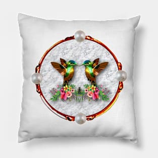 Hummingbirds and Flowers Pillow