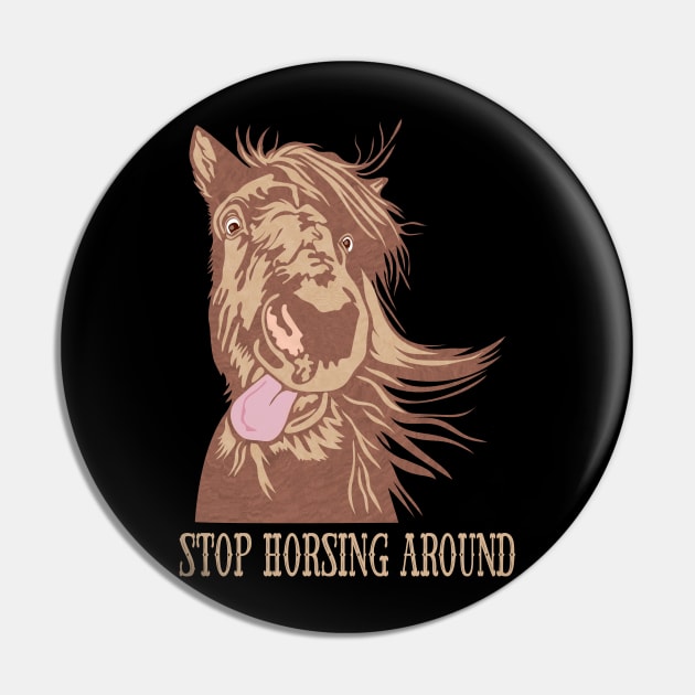 Horse With Tongue Out Pin by Miozoto_Design