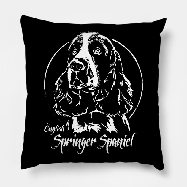 Proud English Springer Spaniel dog portrait Pillow by wilsigns