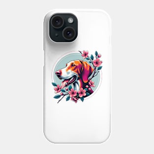 Joyful Hanoverian Scenthound Amidst Spring's Cherry Blossoms Phone Case