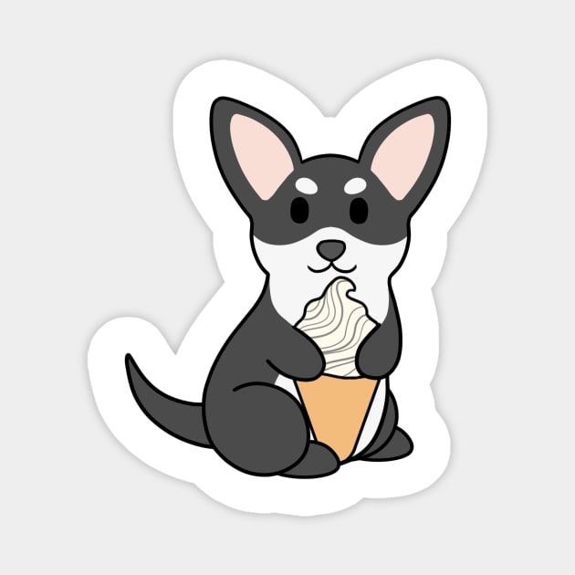 Black and White Chihuahua Ice Cream Magnet by BiscuitSnack