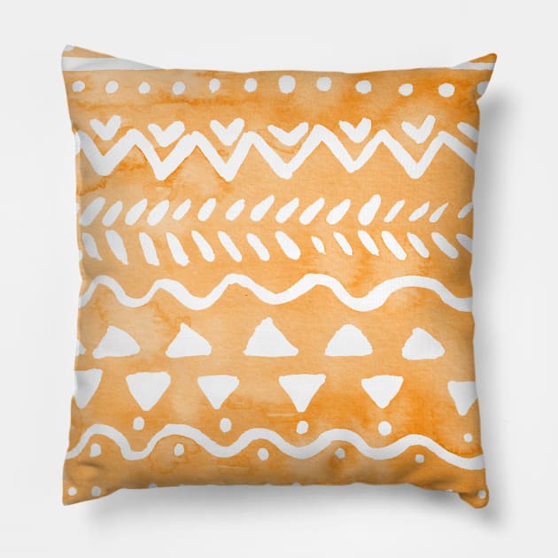 Loose bohemian pattern - orange Pillow by wackapacka