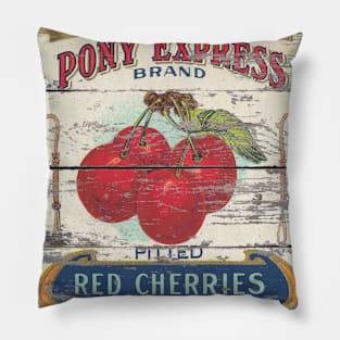 dark academia Retro advertisement orchard fruit french country red cherry Pillow