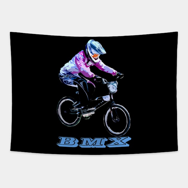 bmx racing Tapestry by rickylabellevie