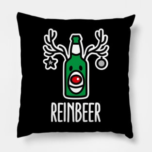 Reinbeer Reindeer Beer funny ugly Christmas pun Pillow