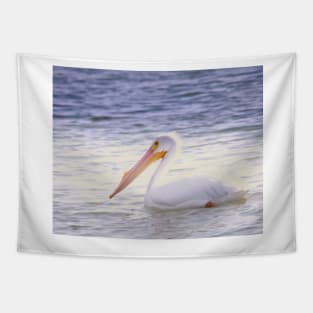 White American Pelican Peacefully Drifting Tapestry