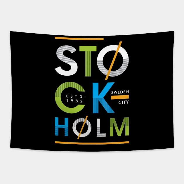 Stockholm Sweden Tapestry by Mako Design 