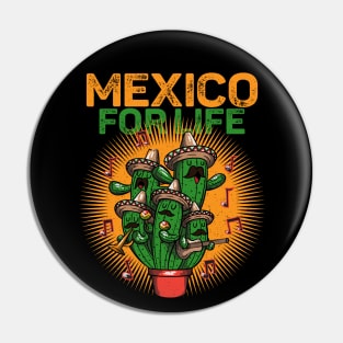 Mexican Cinco De Mayo Cactus Mexican Sombrero Guitar Fiesta Pin