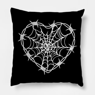Barbed Wire Spiderweb Heart Pillow