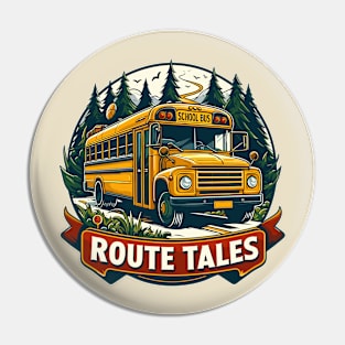 School Bus On An Adventurous Road Trip, Route Tales Pin