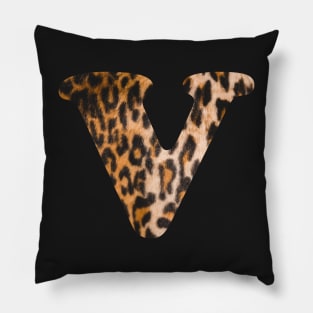 Letter V leopard print Pillow