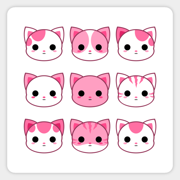 Pink Kawaii Cat In A Box | Sticker