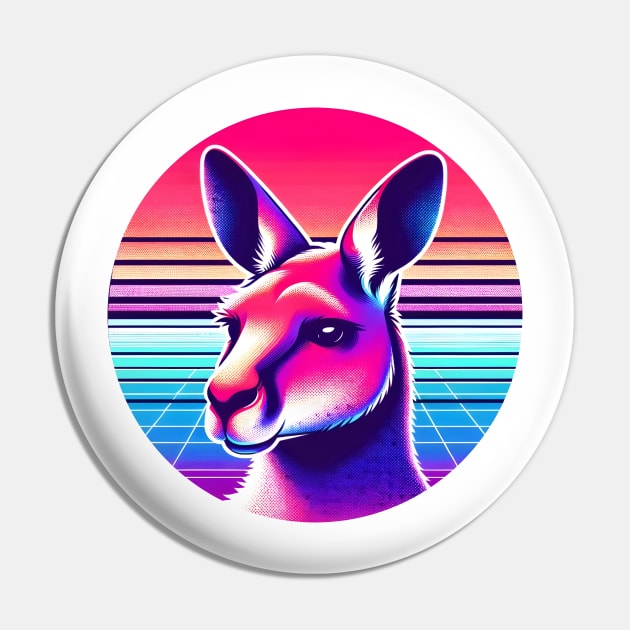 Outback Synth - Kangaroo Vaporwave Pin by The Tee Bizarre