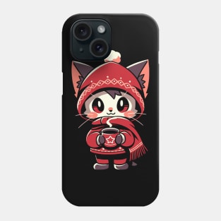 Adorable Kawaii Christmas Coffee Cat Phone Case