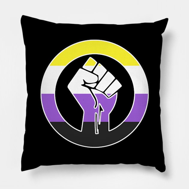 Black Lives Matter Fist Circled LGBTQ Flag Nonbinary Pillow by aaallsmiles