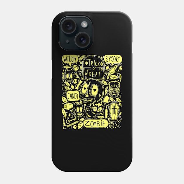 Halloween Doodle Slime Green Phone Case by Scriptnbones