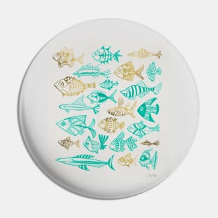 fish inkings turquoise gold Pin