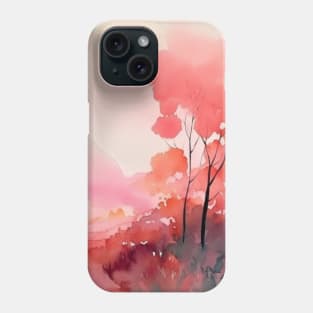Forest Landscape Pink Mountains Watercolor Phone Case