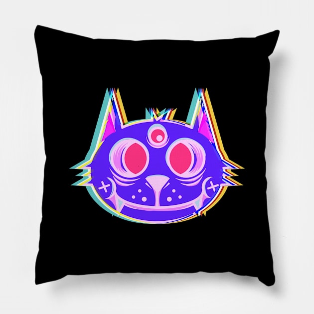 Surrealistic Alien Cat Pillow by HappyGiftArt