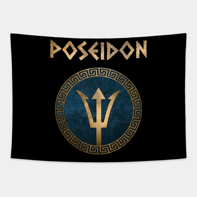 Poseidon Ancient Greek God Tapestry by AgemaApparel