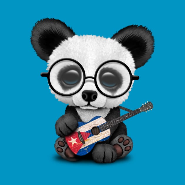 Baby Panda Playing Cuban Flag Guitar by jeffbartels