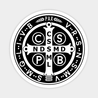 Saint Benedict Medal Black White Magnet