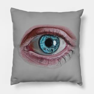 blue eye drawing Pillow