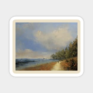 Muted Ocean Coastline Oil Painting - East Coast Scenery Art Print Magnet
