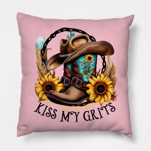 KISS MY GRITS COUNTRY WESTERN Pillow