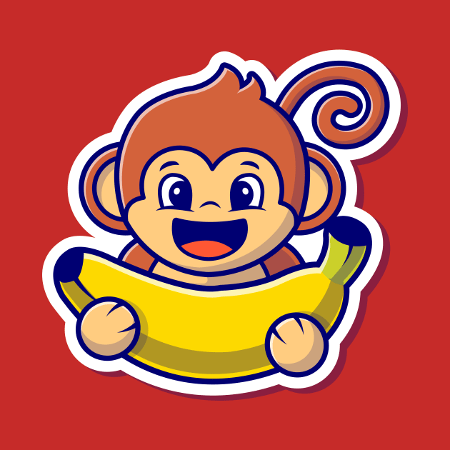 Cute Monkey Holding Banana (2) by Catalyst Labs