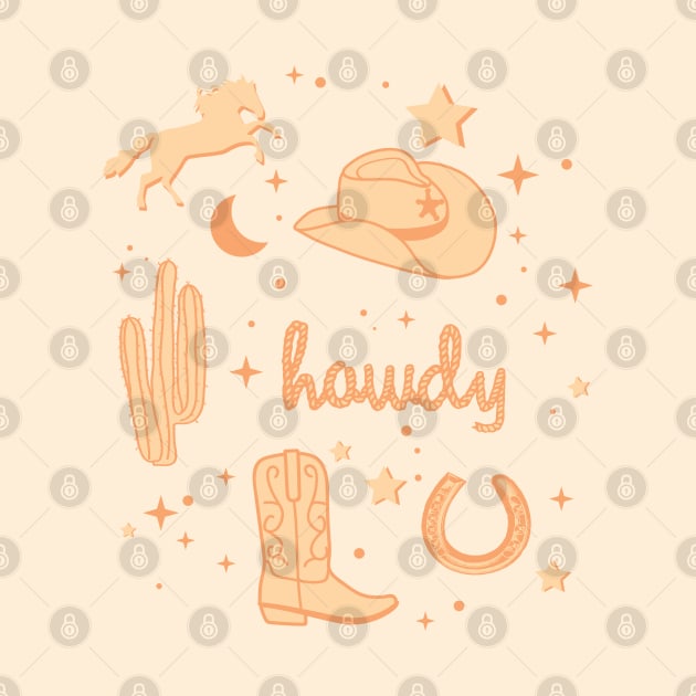 Pastel Cowboy Hat and Boot Pattern Orange Cowgirl Aesthetic by YourGoods