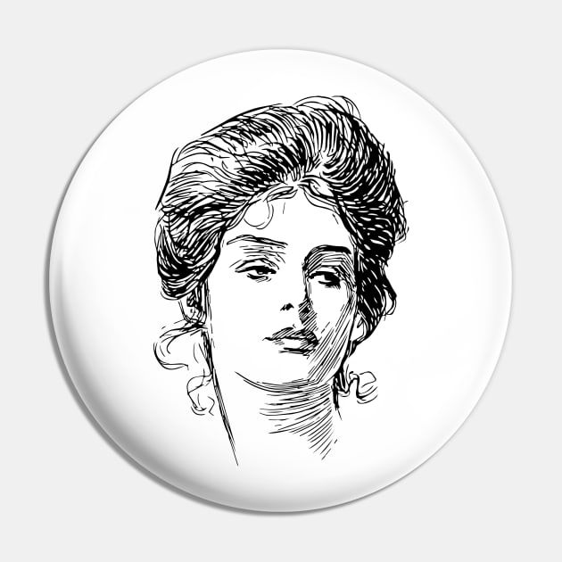 Gibson Girl Portrait Pin by banditotees