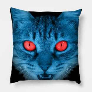 Blue Cat 3D with Red Eyes Gift for Cats Lover Pillow