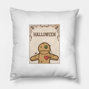 Spooky Halloween Voodoo Doll Illustration Pillow