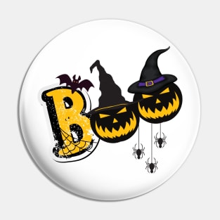 Boo Halloween Scary Pumpkin Pin