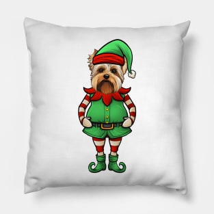 Funny Christmas Elf Biewer Terrier Dog Pillow