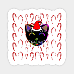 Happy Cat Candy Canes (Rainbow Cat) Magnet