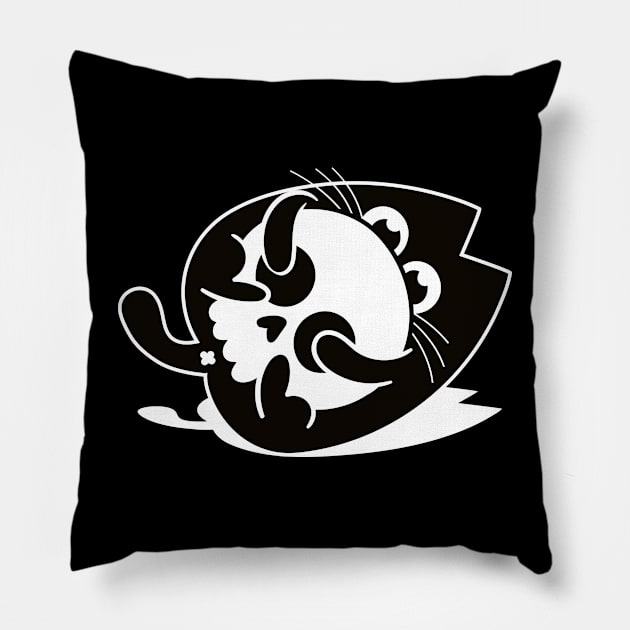 Skull cat black Pillow by marvandraw