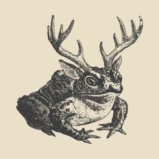 Horns, Antlers, and Frogcore: Vintage Aesthetics Meet Charming Toads and Frogs in a Quirky Design T-Shirt