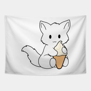 Ice Cream White Fox Tapestry