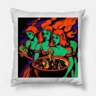 Witches Around a Cauldron Pop Art 3 Pillow