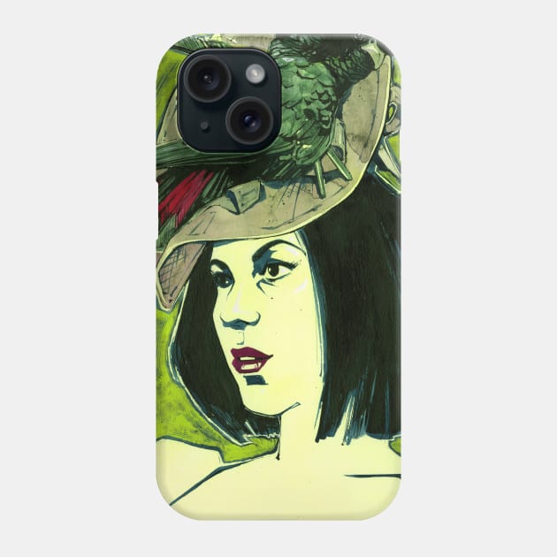 Black Cockatoo Millinery Trimmings Phone Case by A.E. Kieren Illustration