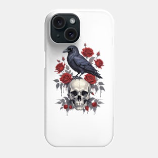 skull,crow and rose Phone Case