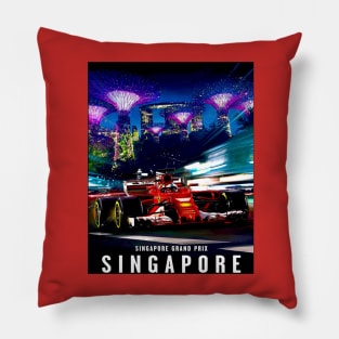 Singapore Grand Prix Auto Racing Advertising Print Pillow