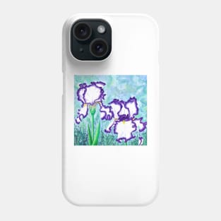 White Irises with Purple Border Phone Case