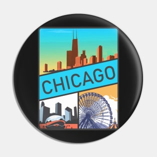 Vintage Style Chicago Decal Pin