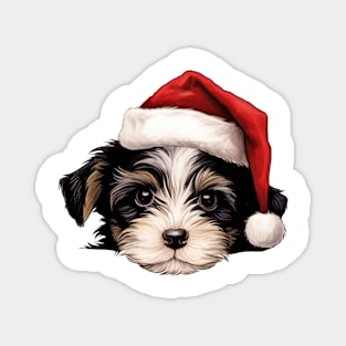 Christmas Peeking Puppy Magnet