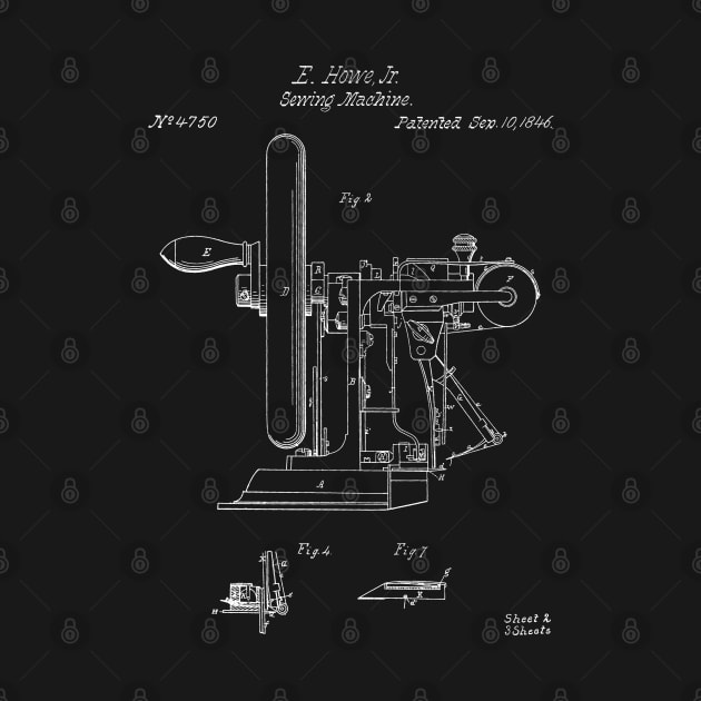 Sewing Machine Patent - Seamstress Craft Sewing Room Art - Black Chalkboard by patentpress